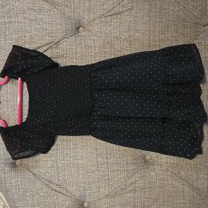 Girls 4/5 Light Weight Black Polka Dot Dress